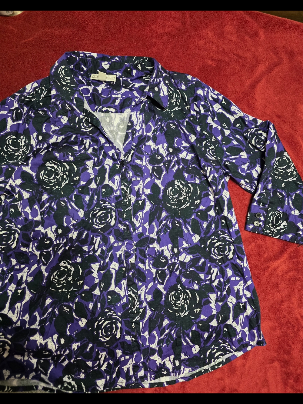 Dana Buchman Purple Floral Button-Down Shirt